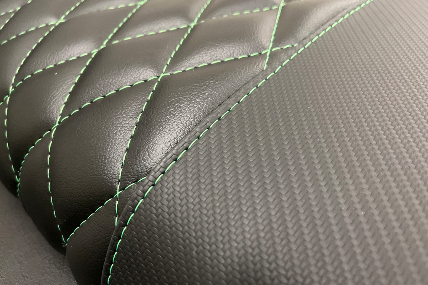 Black Carbon Fiber with Lime Green Stitching