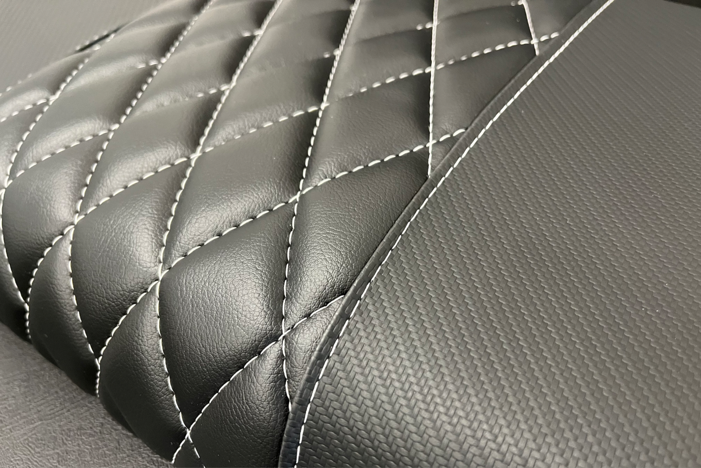 Black Carbon Fiber with White Diamond Stitching